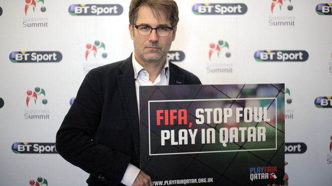 SKINS Chair Jaimie Fuller is campaigning with the ITUC for an independent FIFA reform commission. 